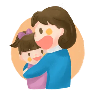 妇女节母子卡通手绘素材免费下载,免抠元素