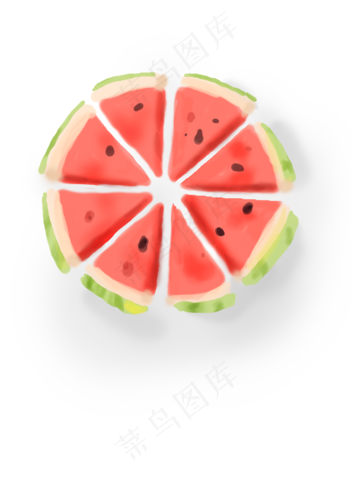 手绘夏季水果西瓜,免抠元素