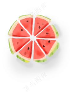 手绘夏季水果西瓜,免抠元素
