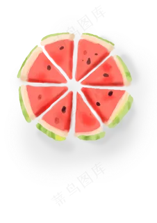 手绘夏季水果西瓜,免抠元素