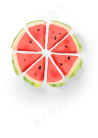 手绘夏季水果西瓜,免抠元素