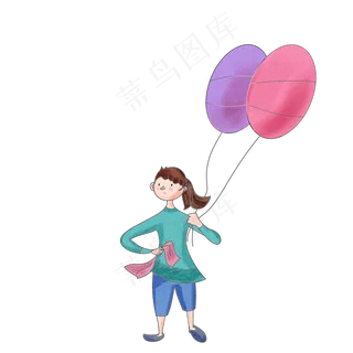 儿童节清新女孩气球