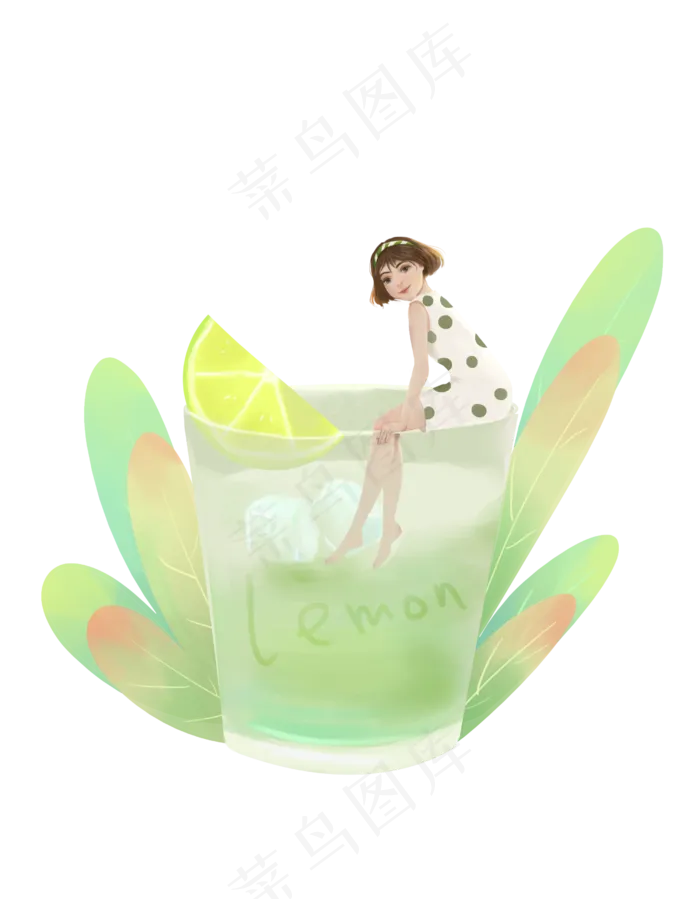 大暑坐在饮料女孩(2500X3209(DPI:300))psd模版下载