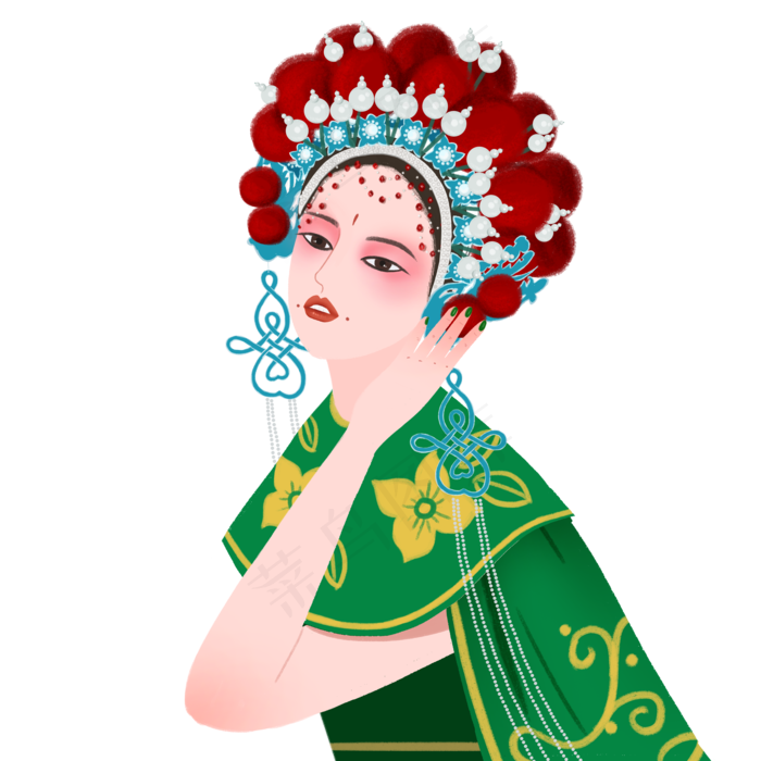 京剧花旦武旦刀马旦扮相,免抠元素