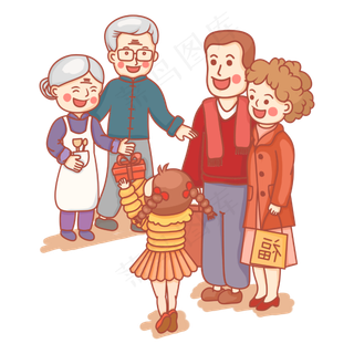 鼠年新年2020农历新年习俗家人回�,免抠元素