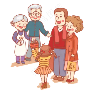 鼠年新年2020农历新年习俗家人回�,免抠元素