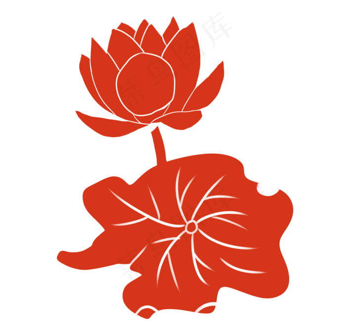 绽放荷花卡通植物(2113X2000(DPI:300))psd模版下载