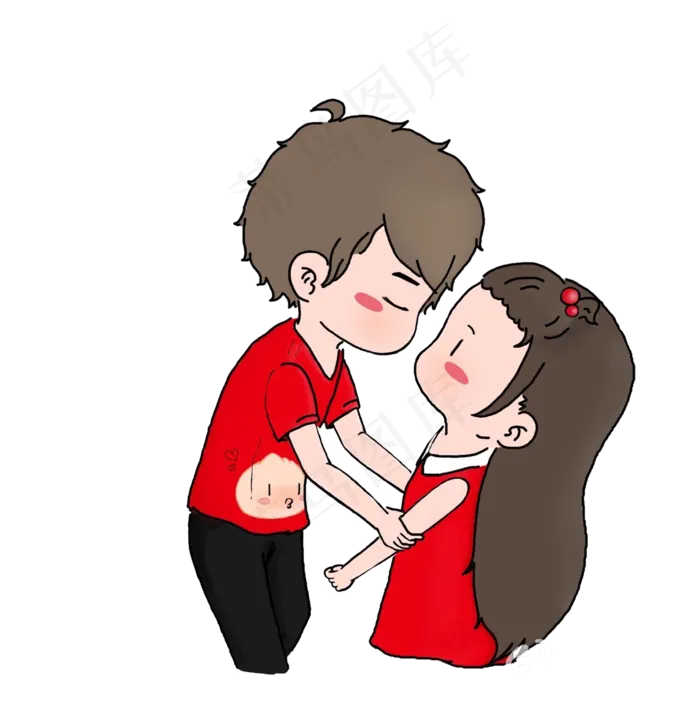 手绘情人节情侣kiss(3543*3548px 300 dpi )psd模版下载