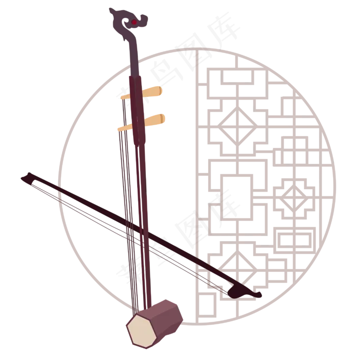古风二胡窗格矢量图(4216X4512(DPI:300))ai矢量模版下载