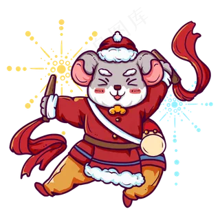 喜庆快乐打鼓老鼠,免抠元素