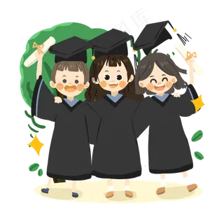 卡通人物们拍毕业照PNG素材