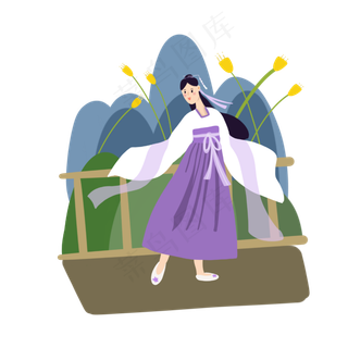 青年节穿汉服女孩