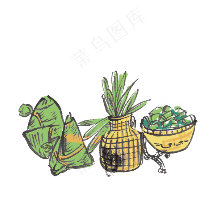 端午节生动粽子手绘