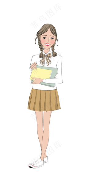 抱着书的女高中生