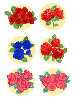 手绘风玫瑰花套图