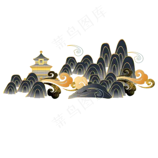 黑金中国风山水庭院