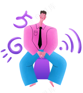 夸张扁平亮色商务职场卡通噪点人,免抠元素