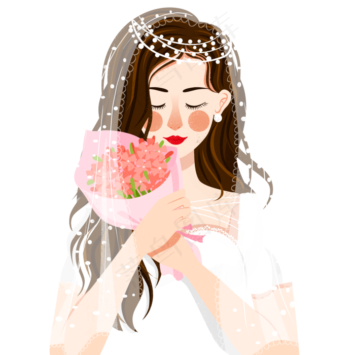 美丽婚纱少女装饰元素