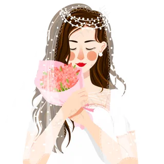 美丽婚纱少女装饰元素