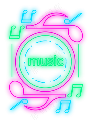 音乐霓虹灯管发光广告装饰,免抠元素
