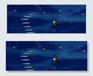 唯美星空下读书的男孩