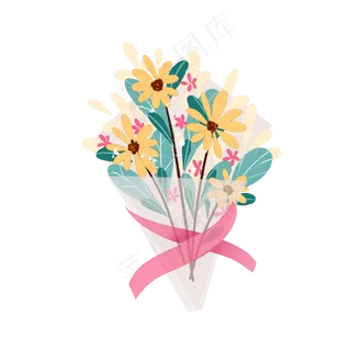 手绘水彩花束素材