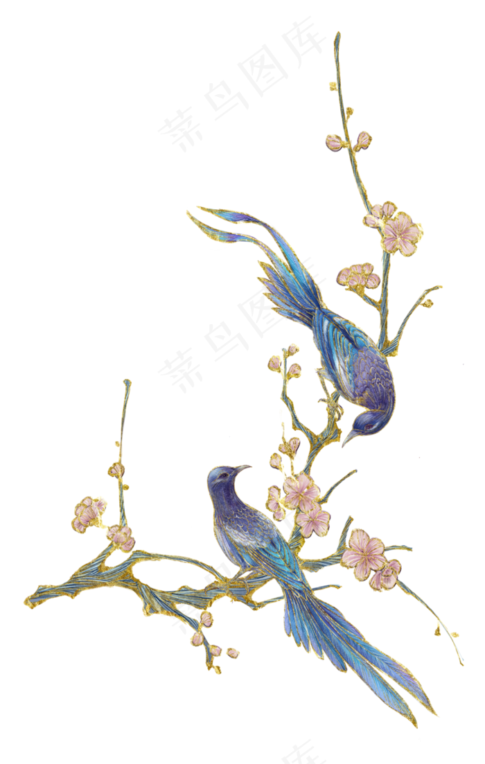 七夕喜鹊刺绣花鸟花卉(3500X5512(DPI:300))psd模版下载