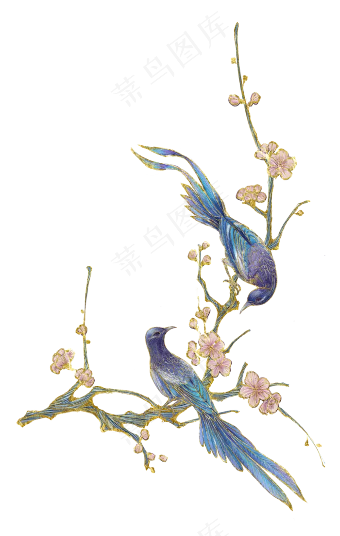 七夕喜鹊刺绣花鸟花卉(3500X5512(DPI:300))psd模版下载