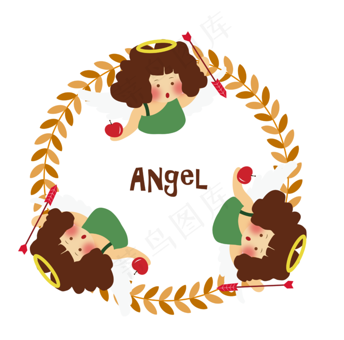 圣诞节围在一起的唯美天使Png免费,免抠元素(3000X3000(DPI:300))