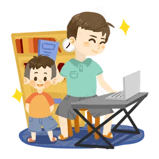 父亲节卡通父亲抽背课文PNG素材