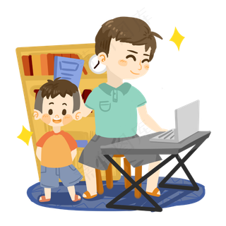 父亲节卡通父亲抽背课文PNG素材