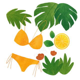 夏季海边元素装饰图,免抠元素