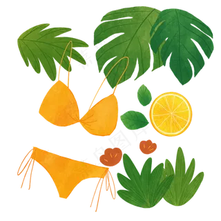 夏季海边元素装饰图,免抠元素