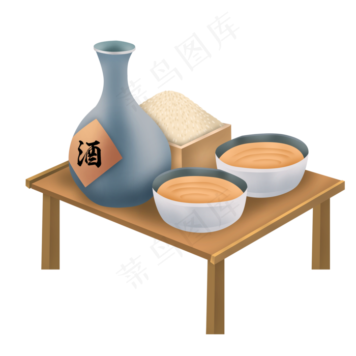 彩绘木桌子上的酒psd设计,免抠元素