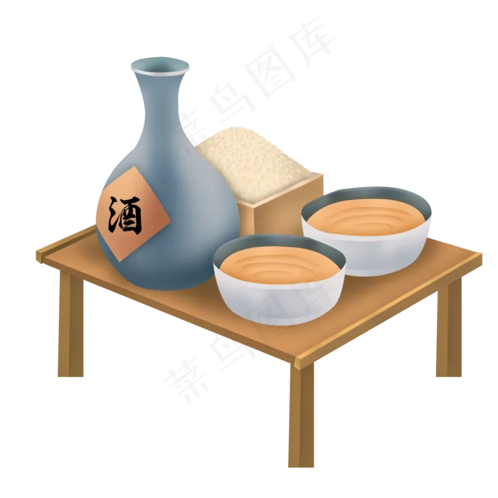 彩绘木桌子上的酒psd设计,免抠元素
