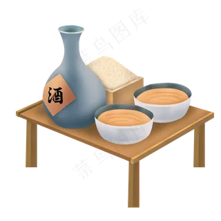 彩绘木桌子上的酒psd设计,免抠元素