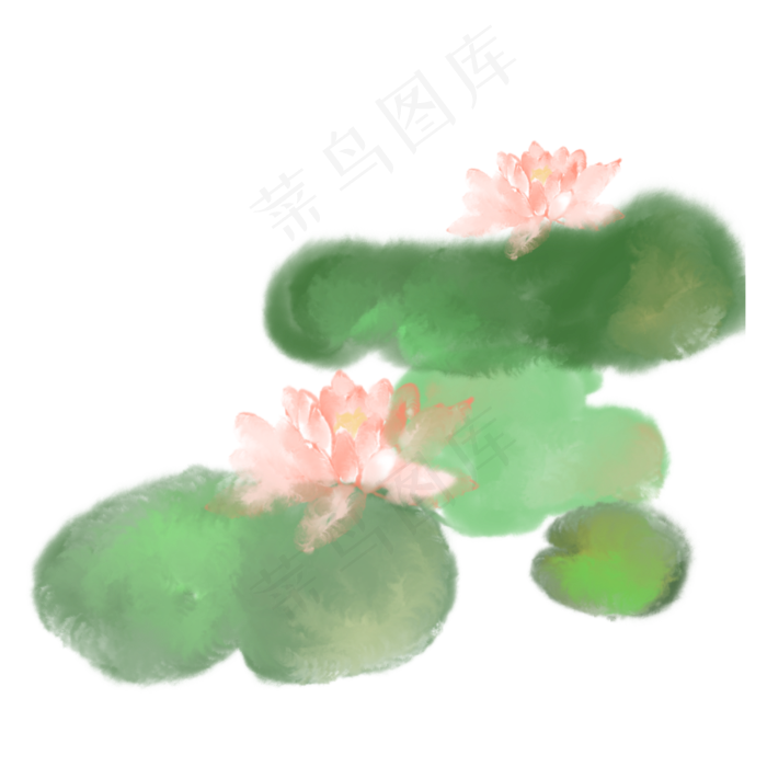 荷花水彩免抠元素(3000X3000(DPI:132))psd模版下载