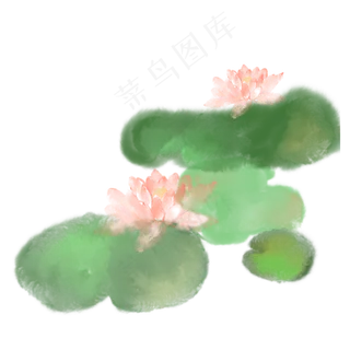 荷花水彩免抠元素