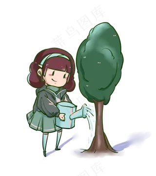 植树人物卡通手绘