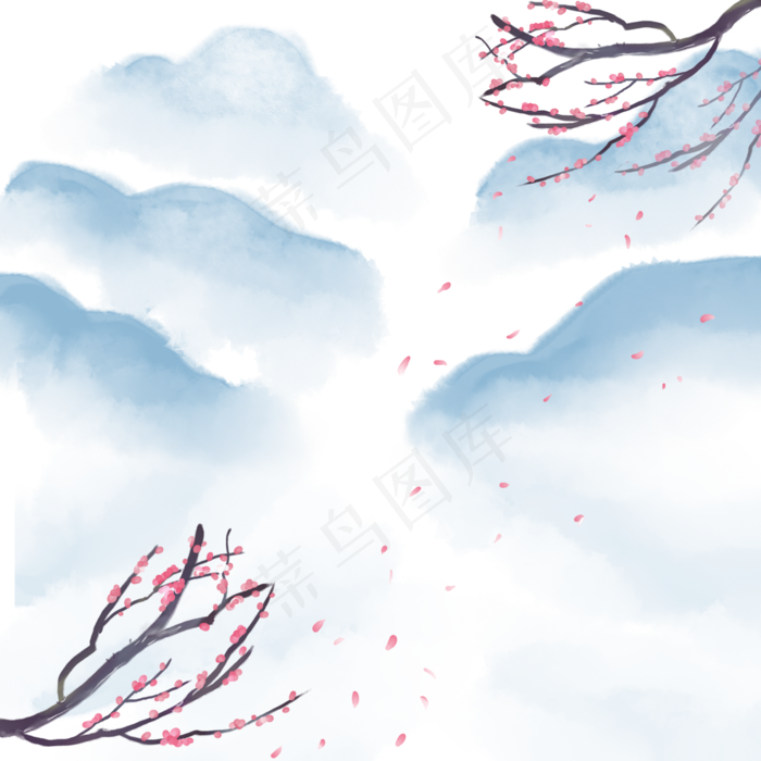 中国风水彩山水景(2000X2000(DPI:300))psd模版下载