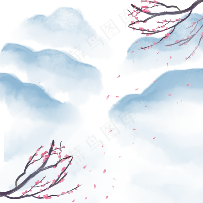 中国风水彩山水景(2000X2000(DPI:300))psd模版下载