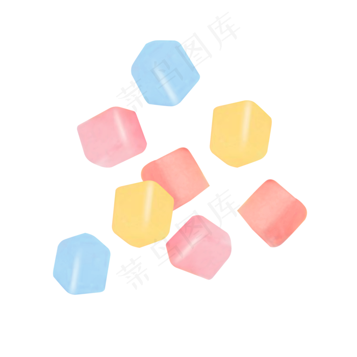 糖果实物方块糖彩色小果糖橡皮糖(2000X2000(DPI:300))psd模版下载