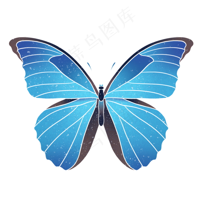 水彩蓝色蝴蝶