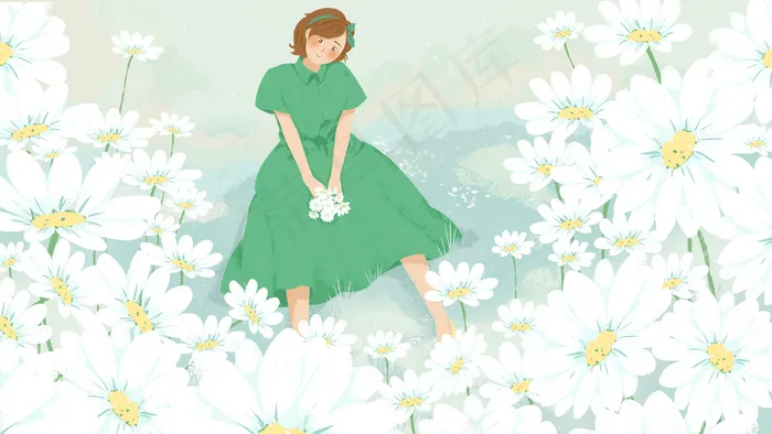 花丛春天雏菊春季出游浪漫赏花郊游立春