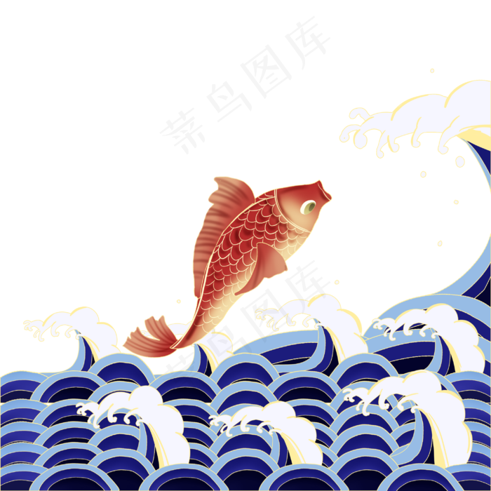 国潮海浪锦鲤(3000X3000(DPI:300))psd模版下载