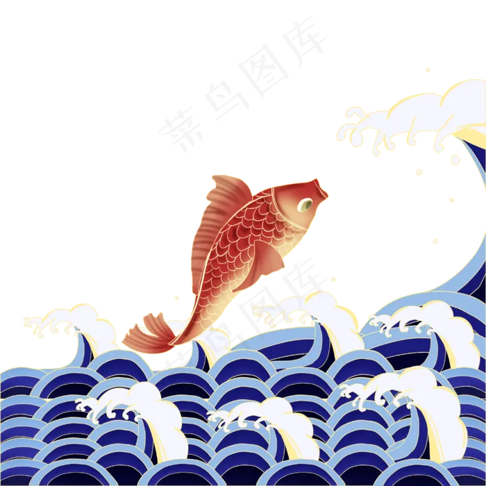 国潮海浪锦鲤(3000X3000(DPI:300))psd模版下载
