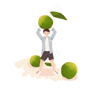 芒种青梅男孩素材