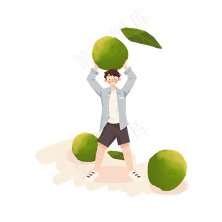 芒种青梅男孩素材