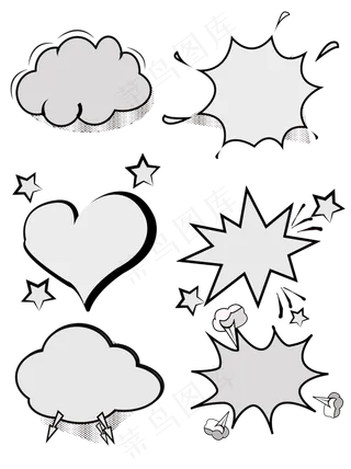 爆炸云对话框渐变矢量装饰图案套,免抠元素