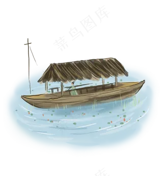 中国风船上赏莲,免抠元素